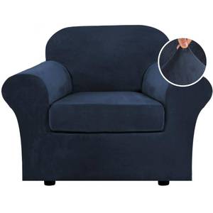 lot 45645 image: H.VERSAILTEX Rich Velvet Stretch 2 Piece Cover Chair Slipcover Sofa Cover Furniture Protector Couch Soft with Elastic Bottom Chair Couch Cover with Arms Width Up to 49 Inch(Chair,Navy) - Retail $36