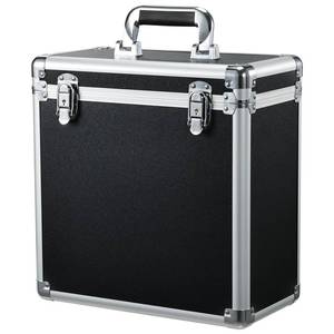 lot 45689 image: Vinyl Record Storage Case LP Album Collection Display Box Aluminium Water Resistant Vinyl Record Organizer Storage Holds 30 Valuable Records 71012 Inch Collapsible Storage Crate with Mesh Bag Black - Retail $50
