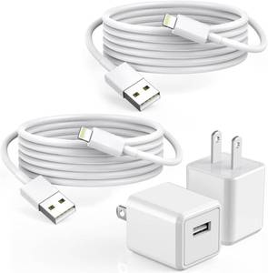 lot 58011 image: iPhone Charger,1Pack 6FT USB Wall Charger Fast Charging USB Cable Charging Cube Travel Plug Block with 6Foot Fast Cuble Lightning Cable Cord for iPhone 14 13 12 11 Pro Max XS XR X 8 7 SE2022 iPad - Retail $15