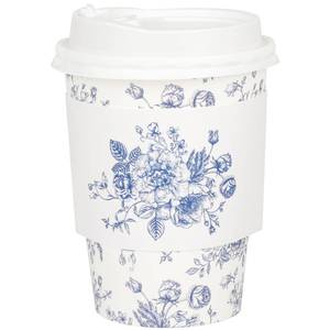lot 58020 image: Elyxio 50Pcs Blue Floral Disposable Coffee Cups with Lids and Sleeves Blue White Chinoiserie Flower 12oz Hot Cold Paper Drinking Cup for Birthday Wedding Baby Shower Party Supplies - Retail $24