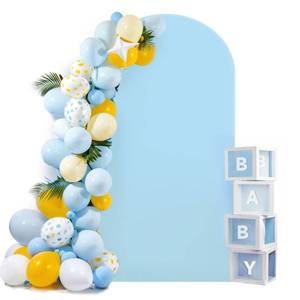 lot 58024 image: HEMMOTOP 7.2 ft Blue Arch Backdrop Cover (No Arch Stand), Spandex Arch Covers Stretchy Backdrop for Balloon, Wedding, Birthday Party, Baby Shower, Banquet Arch Decoratio - Retail $19