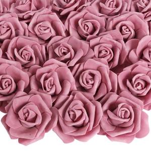 lot 26621 image: 100 PCS Artificial Flowers Mauve Fake Roses Artificial Flowers Foam Flowers Real Looking Foam Roses for DIY Wedding Home Centerpiece Table Decorations(Dusty Rose) - Retail $20