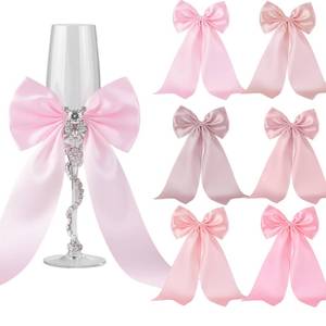 lot 26635 image: 24 Pcs Easter Pastel Tie Bows Satin Ribbon Bows with Twist Tie Craft for Easter Gift Wrapping Baby Shower Wedding Birthday (6 x 10 Inch, Dusty Pink) - Retail $17