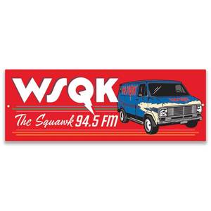 lot 26654 image: Stranger Things WSQK Metal Sign - Retro Hawkins Radio Station Wall Decor for Fans of the Upside Down - Retail $18