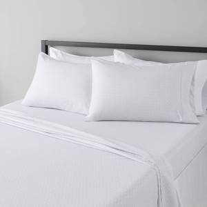 lot 26678 image: Amazon Basics Breathable, Wrinkle-Free Brushed Microfiber 4-Piece Bed Sheet Set with 14-Inch Deep Pockets, Queen, Gray Crosshatch, Printed - Retail $15