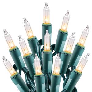 lot 26684 image: Clear Christmas String Lights 100 Count 20 Feet Incandescent Bulb Mini Lights for Indoor Xmas Tree Garland Birthday Wedding Party Festival Decoration, Green Wire - Retail $13