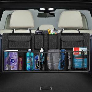 lot 26699 image: Car Trunk Organizer, Super Capacity Backseat Car Organizer for SUVTruckMPV(4218), Hanging Car Storage Organizer with 8 Pockets, Car Accessories for Women and Men- Black - Retail $20