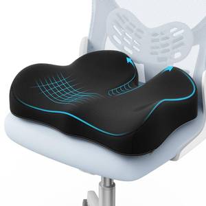 lot 26724 image: Ergonomic Seat Cushion -Large Memory Foam Cushion for Office Chair- Sciatica & Lower Back & Coccyx Pain Relief - Car Seat Cushions for Driving Seat Cushion, Black - Retail $17