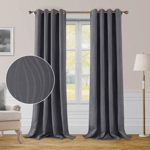 lot 26734 image: Grey Blackout Curtains 52 X 108 Inch Length Wave Line Embossed Grommet Room Darkening Thermal Insulated 2 Panels Window Drapes for Living Room Bedroom - Retail $40
