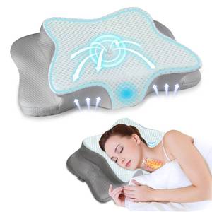 lot 26737 image: Pain Relief Cervical Pillow for Neck Support, Adjustable Ergonomic Pillow Cozy Sleeping, Odorless Orthopedic Memory Foam Pillows, Contour Bed Pillow for Side Back Stomach Sleeper - Retail $40