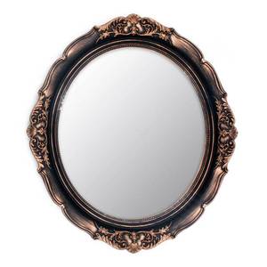 lot 26747 image: 13.1 x 14.8 in Plastic Frame Decorative Wall Mirror, Vintage Hanging Mirrors for Bedroom Living-Room Dresser Decor Oval (Vintage Gold Bronze) - Retail $16