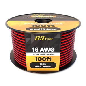 lot 26752 image: GS Power 16 Gauge Wire 100ft Oxygen Free, OFC Pure Copper Electrical 12v Low Voltage Speaker Wire Spool, 16AWG for Electric, Automotive, Trailer, Stereo, RC, Car, Home Theater, LED, Lamp Wiring - Retail $44