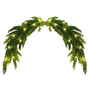 lot 26753 image: 47 Real Touch Artificial Cedar Christmas Swags for Front Door with Battery Powered Light LED Cedar Christmas Mailbox Garland Faux Swag Wreath for Xmas Decoration Home Decor(L) - Retail $90