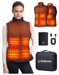 lot 26796 image: Womens Heated Vest with 12000mAh Battery, 9 Heated Zones Lightweight Rechargeable Vest for Outdoor Outerwear - Retail $40