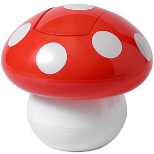 lot 26802 image: Mushroom Desk Trash can with Lid Cute Mini Desktop Trash Bin for Home Office Kitchen Bedroom Small Wastebasket for Bathroom and Tabletop Use - Retail $29