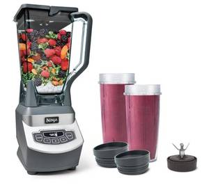 lot 26844 image: Ninja Processing Blender, 1100-Watts, 3 Functions -for Frozen Drinks, Smoothies, Sauces, & More, 72-oz. Pitcher, (2) 16-oz. To-Go Cups & Spout Lids - Retail $200