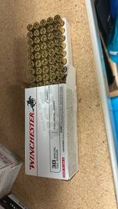 lot 158 image: Winchester .38 Special 130 Grain Full Metal Jacket Ammunition Box of 50