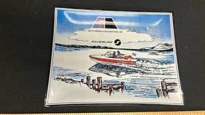 lot 178 image: MCM Glass Advertisement Tray from Arctic Midwest Silverline Motorboat