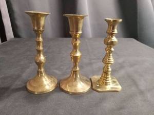 Set of 3 Brass Candlesticks
