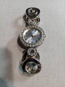 lot 3505 image: Geneva Platinum Crystal Watch with Chain Link Bracelet