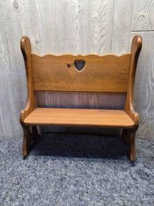 lot 163 image: Rustic Pine Doll Bench with Heart Detail