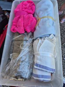 lot 203 image: Mixed Household Linens and Storage Lot - Needs Washed