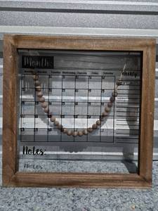 lot 252 image: Wooden Framed Monthly Calendar Planner with Beaded Garland