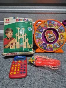 lot 255 image: Vintage Educational Toy Bundle with Blocks and Learning Toys