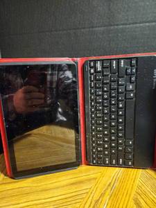 lot 296 image: Visual Land Prestige Elite 10QH Tablet with Red Case and Keyboard - Not Tested - No Accessories
