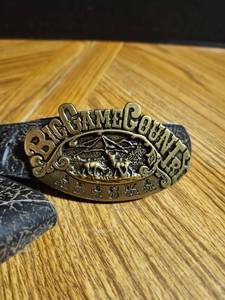 lot 308 image: Big Game Country Wildlife Belt Buckle with Leather Belt