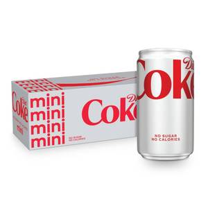 lot 1030 image: Diet Coke Soda Soft Drink Fridge Pack Mini Cans, 7.5 fl oz, 10 Pack&nbsp