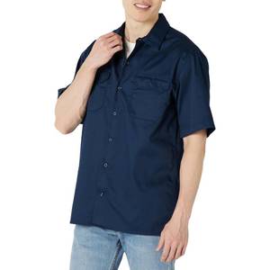 lot 1130 image: Amazon Essentials Navy Button Up Shirt for Men, Short-Sleeve, Stain and Wrinkle-Resistant, Medium&nbsp
