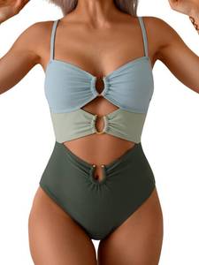 lot 1183 image: Eomenie Womens Cutout One Piece Swimsuit with Ring Linked Sexy Monokini Bathing Suit for Beach Vacation small - Retail $37