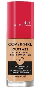 lot 1205 image: CoverGirl Outlast Extreme Wear Foundation Golden Natural 817&nbsp