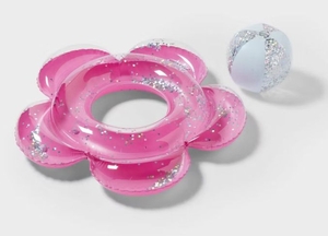 lot 1210 image: Flower Tube Water Floats and Inflatables Novelty Float - Sun Squad Pink Novelty Pool Toy - Retail $0