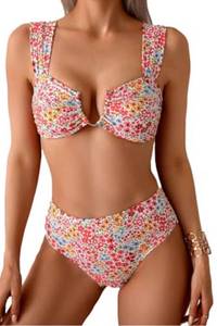 lot 1219 image: Womens High Waisted Floral Print Bikini Set, S - Retail $15