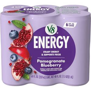 lot 1244 image: V8 ENERGY Pomegranate Blueberry Energy Drink - 6pk8 fl oz Cans&nbsp