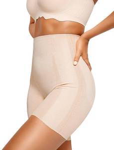 lot 1266 image: Vertvie Tummy Control Shapewear Shorts for Women Butt Lifting Body Shaper Shorts High Waisted Seamless Girdles Under Dress(Nude,Medium) - Retail $17