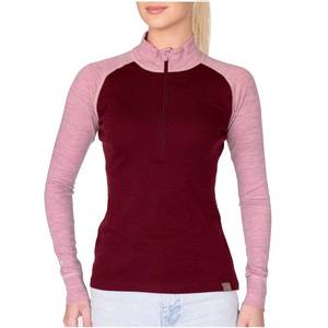 lot 1283 image: MERIWOOL Womens Base Layer 100% Merino Wool Midweight 250g Half Zip Sweater for Women Pink HeatherWine XS - Retail $65