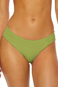 lot 1368 image: Soluna Swim Buckle Up - Womens Shirred Bikini Bottom, Cheeky Coverage, Swimwear Separates for Women, Kiwi, Medium