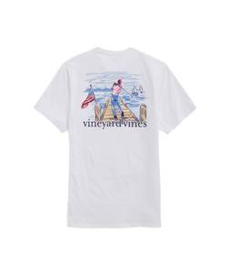 lot 1412 image: Vineyard Vines Pier Golf Swing Short-Sleeve Pocket Tee, White Cap, L