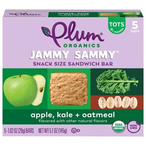 lot 1415 image: Plum Organics Jammy Sammy Snack Bars - Apple, Kale, and Oatmeal - 1.02oz5ct