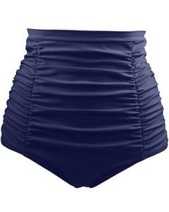 lot 1448 image: Tempt Me Womens High Waisted Swimsuit Bottom Navy Blue Tummy Control Ruched Bikini Bottom Vintage Plus Size Swim Bottom Tankini Briefs 18W