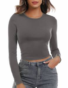 lot 1453 image: Zeagoo Womens Tshirts 2 Pack Long Sleeve Tops Crewneck Ribbed Shirts Slim Fitted Blouses Casual Basic Clothing 2 Pack Black Small (STOCK PHOTO NOT EXACT)