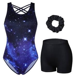 lot 1503 image: beautyin Toddler Gymnastics Leotards with Shorts Dance Unitards Biketards for Kids 10Y