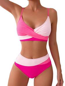 lot 1504 image: YELAIVP High Waisted Bikini Sets for Women V Neck Bathing Suit for Women Tummy Control Two Piece Swimsuits Swimwear large