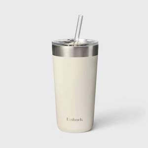 lot 1513 image: 20oz Stainless Steel Tumbler with Straw Cream - Embark BPA-Free, Portable Drinkware