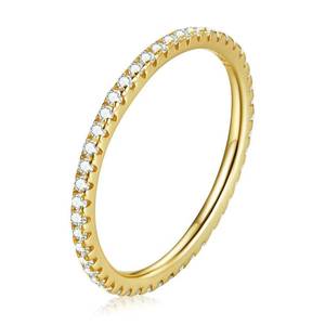 lot 1516 image: WOSTU 925 Sterling Silver Ring Eternity Cubic Zirconia Stackable Band Ring Tarnish Resistant Wedding Band for Women Men Multi Colors Statement Ring Comfort Fit Ring Gifts for 1.5mm Ring Size 9 Gold