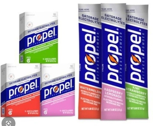 lot 1521 image: 3 Boxes Propel Electrolyte Enhanced Water Drink Mix Powder Packets Variety Pack 30 Packets Total