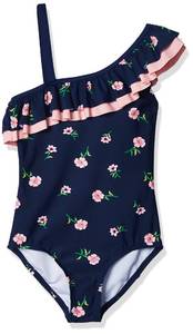 lot 1524 image: Kanu Surf Girls Morgan Floral Ruffle 1-Shoulder 1-Piece Swimsuit, Navy, 10